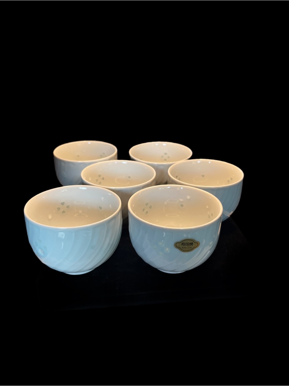 EUC Vintage Japanese Porcelain Arita Ware Sake Yunomi Tea Cups Haturo Cut-Out 6